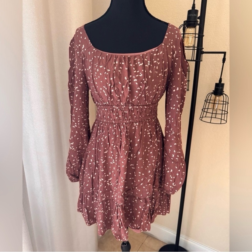 Altar’d State Smocked Floral Mini Dress Medium Boho Cottagecore Long Sleeve - Picture 2 of 9